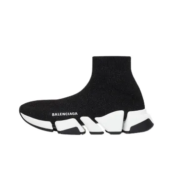 Balenciaga Speed 2.0 Black White Shiny Women's