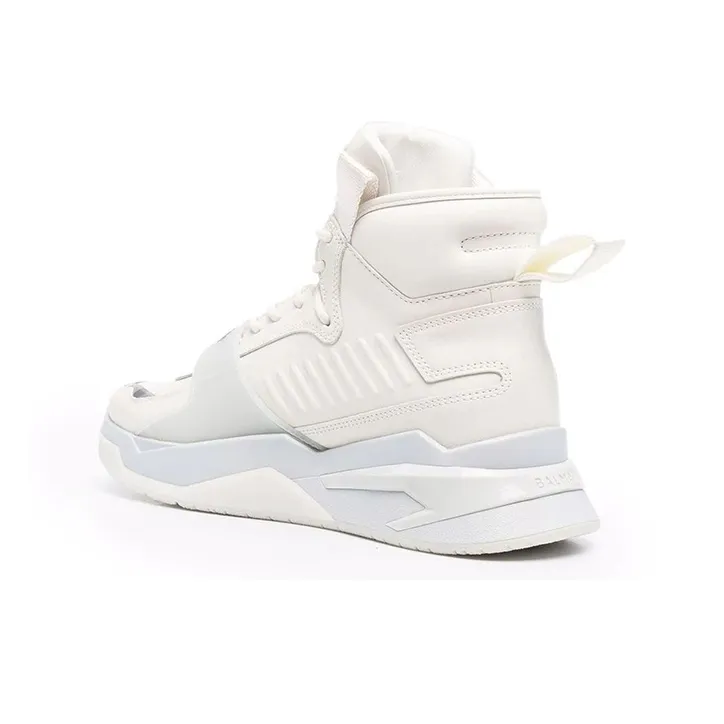 BALMAIN B Ball Cushioning Anti Slip And Wear Resistant High Top Casual Shoes Men's White-3