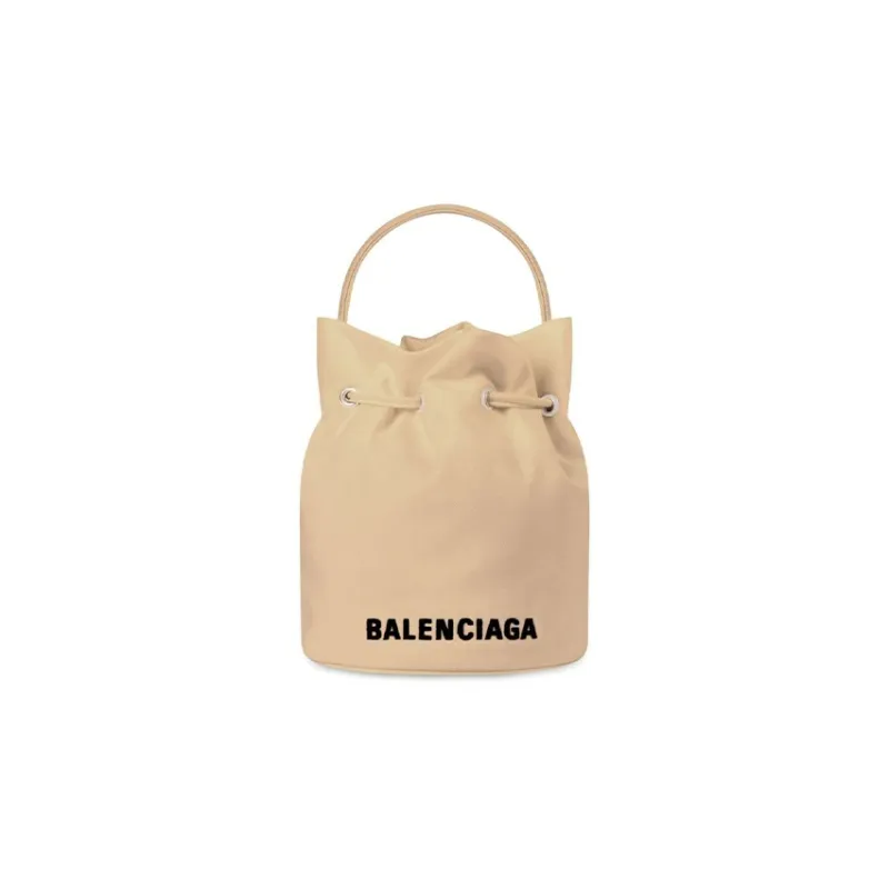 Balenciaga WHEEL Nylon Bucket Bag, Shoulder Bag, Crossbody Bag, Handbag Mini Women's Cream-0