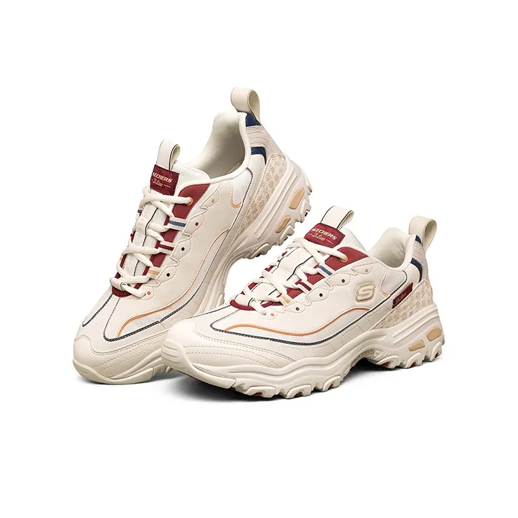 Skechers D Lites Low Top Running Shoes Beige/Red-3