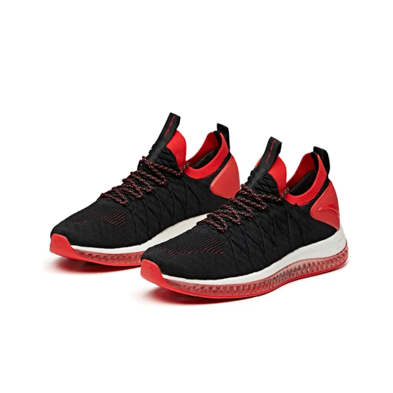 ANTA Casual Shoes Women's Low Top Black/Fluorescent Laser Red-2