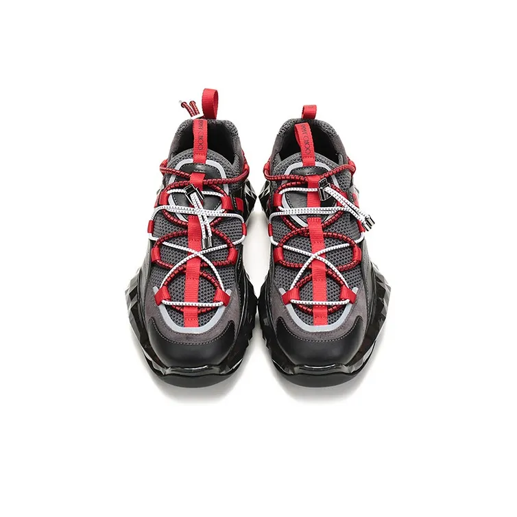 Jimmy Choo Diamond Trail Support Height Increase Low Top Casual Shoes Men's Black Red-3