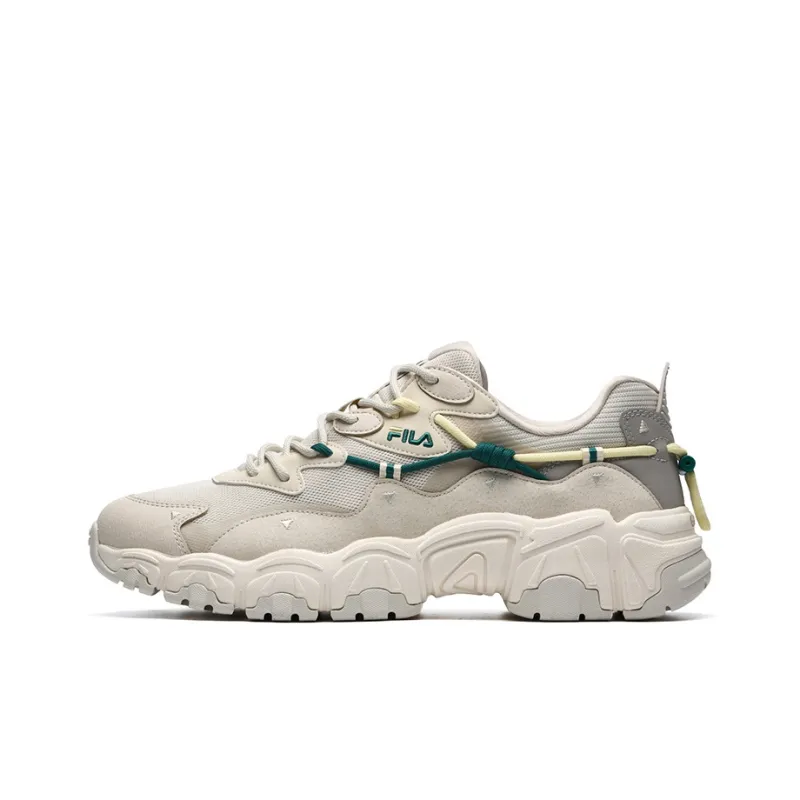FILA Fashion Sneakers Cushioning Anti Slip Wear Resistant Breathability Low Top Casual Shoes Men's Beige-0