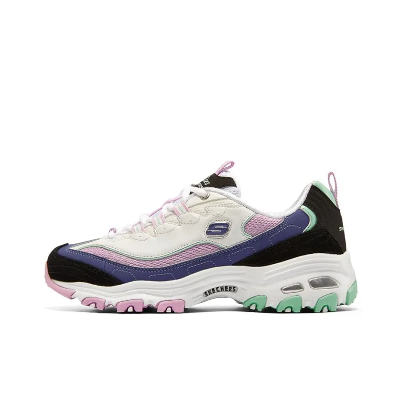 Skechers D'LITES 1.0 Cushioning Anti-Slip Wear-Resistant Breathability Low-Top Casual Shoes Women's White Black Purple-0