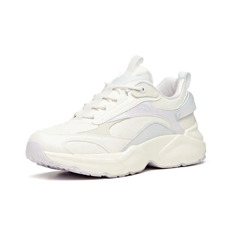 Anta Life Collection Cushioning Anti Slip Wear Resistant Breathability Low Top Casual Shoes Women's White Purple-2