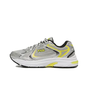 FILA Speedstride 21 Cushioned Slip-Resistant Abrasion-Resistant Breathable Low-Top Casual Shoes Unisex Silver Yellow