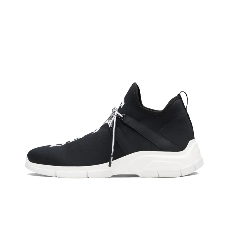 PRADA Knit Fabric Sneaker 'Black White'-0