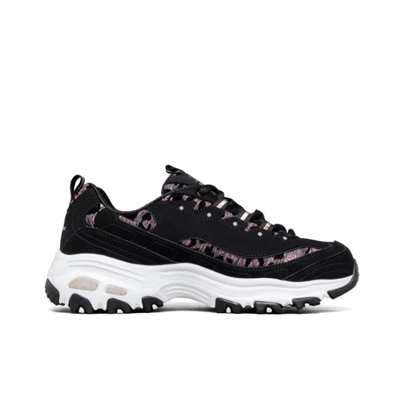 Skechers D'LITES 1.0 Cushioning Anti Slip And Wear Resistant Low Top Casual Shoes Women's Black Rose Gold-1