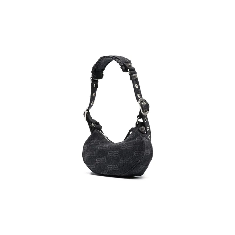 Balenciaga Le Cagole Cotton And Denim Crossbody Bags Shoulder Bags Mini Women's Black-1