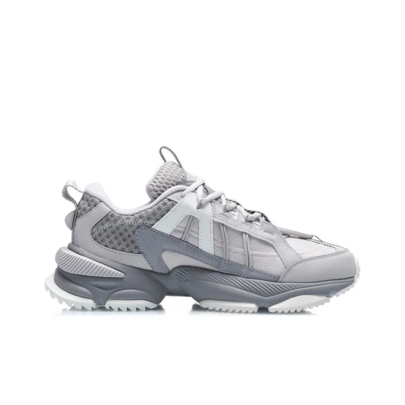 LiNing Nebula M1 Cushioning Anti Slip Wear Resistant Breathability Low Top Sports Casual Shoes Men's Gray White-1