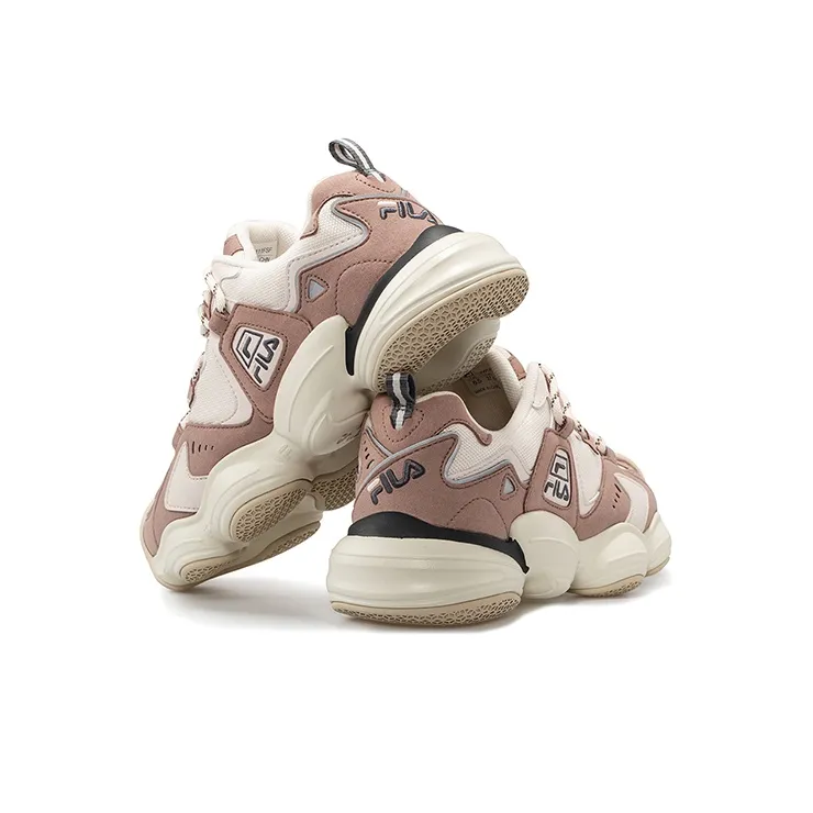 FILA FUSION Ugly Cushioning Anti-Slip Wear-Resistant Breathability Low-Top Casual Shoes Women's Deer Powder-3