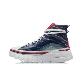 LiNing Wave Cushioning Anti Slip And Wear Resistant High Top Sports Casual Shoes Women's Blue