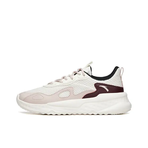 ANTA Life Collection Casual Shoes Women's Low-Top Ivory White/Lotus Gray/Wine Red