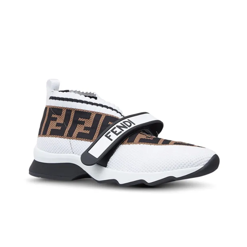 FENDI Women's FF Motif Rockoko Sneaker 'White Brown'-2