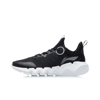 LiNing Fle Cushioned Anti Slip Wear Resistant Lightweight Breathable Low Top Sports Casual Shoes Women's Black White