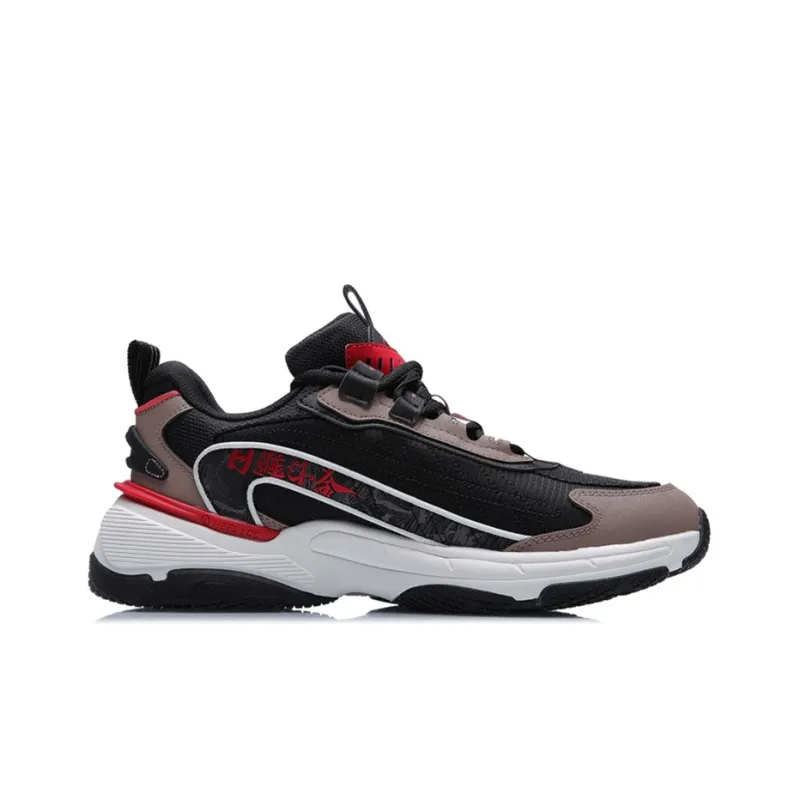 LiNing Nebula Cushioned Anti-Slip Wear-Resistant Breathable Lightweight Low-Top Sports Casual Shoes Black-brown-red-1