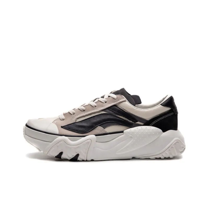 LiNing Wave Anti-Slip Wear-Resistant Breathable Coverage Balance Low-Top Casual Shoes Men's Mist White-0