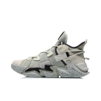 LiNing CF Camel Bell Cushioning Anti-Slip And Wear-Resistant Mid-Top Sports Casual Shoes Men's Gray