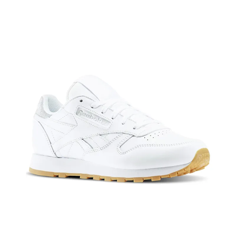 Reebok Classic Leather Metallic Diamond Sneakers White Gum Women's-2