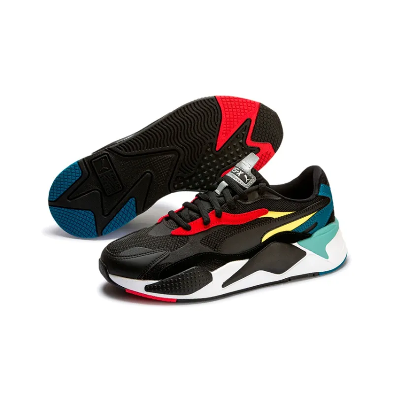 PUMA Rs-x3 Puzzle Cushioned Slip-Resistant Breathable Low-Top Casual Shoes Unisex Black White Green-2