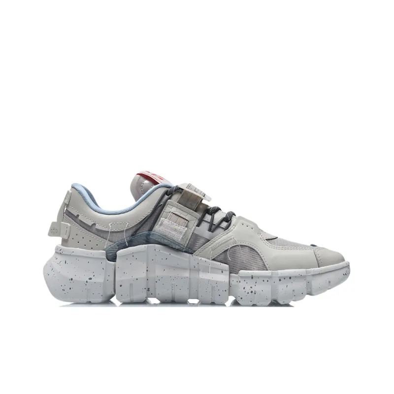 LiNing CF Durable Breathable Lightweight Low Top Casual Shoes Unisex Silver Fish Gray-1