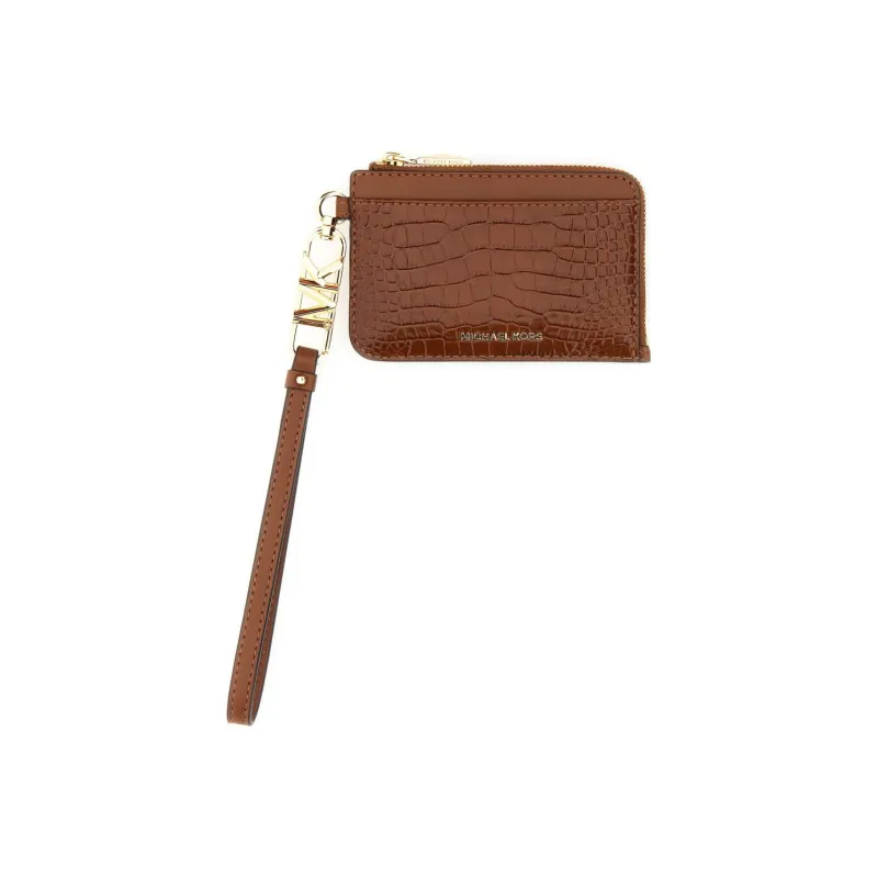 MICHAEL KORS Leather Card Holder Women's Chestnut Brown-1