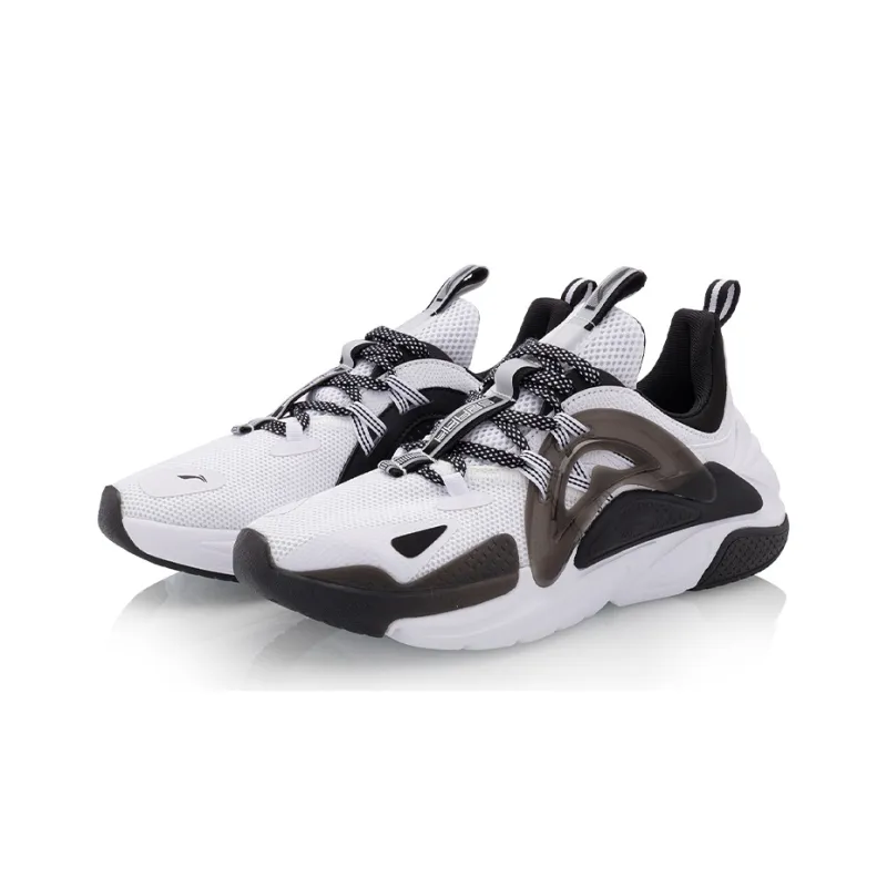 LiNing Spark Slip Resistant Cushioning Wear Resistant Low Top Sports Casual Shoes Women's Black White-2