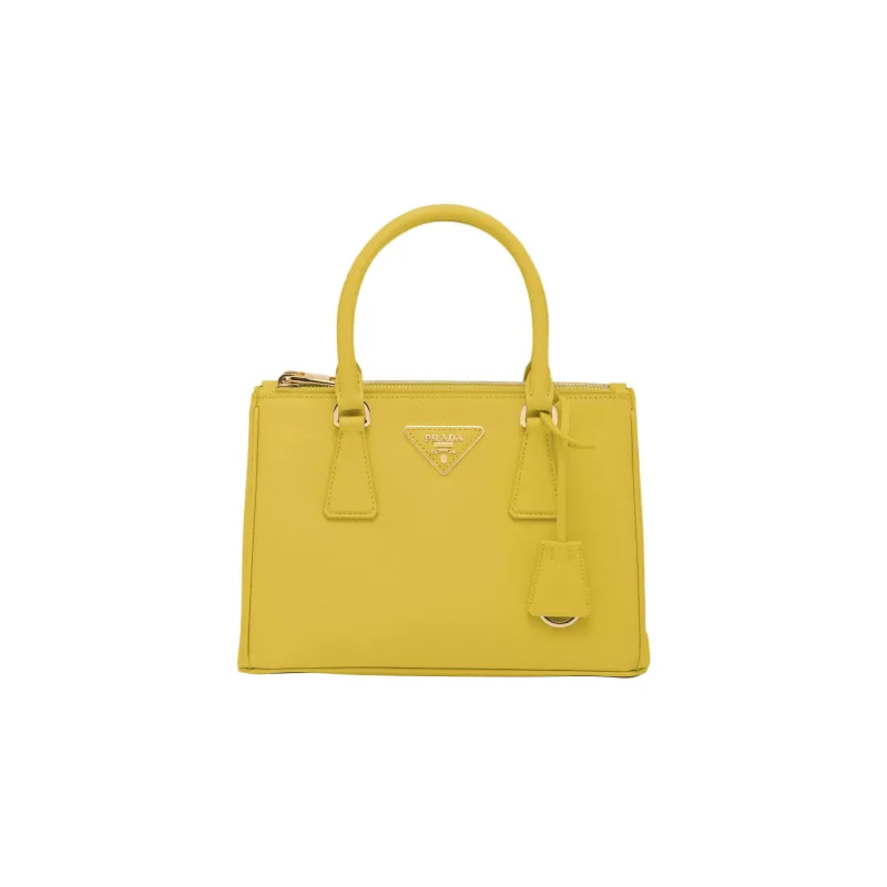 PRADA Galleria Killer Bag Leather Shoulder Bag Crossbody Bag Handbag Small Size Women's Yellow-0