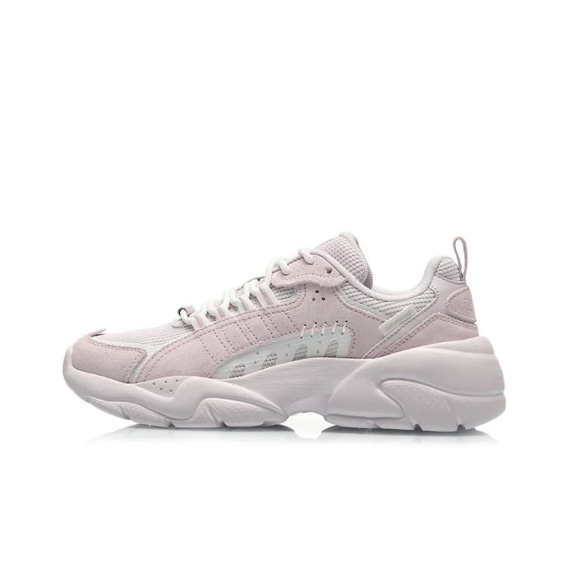 LiNing Moonchaser Cushioning Anti Slip And Wear Resistant Low Top Sports Casual Shoes Women's Pink White-0