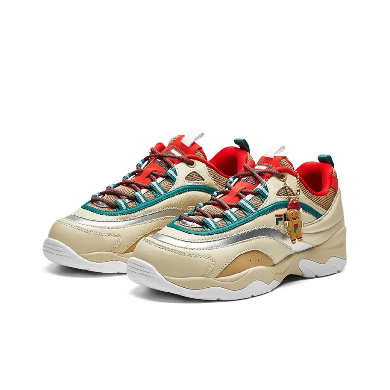 FILA FUSION Cushioning Anti Slip Wear Resistant Breathability Low Top Casual Shoes Women's White Red Green-2