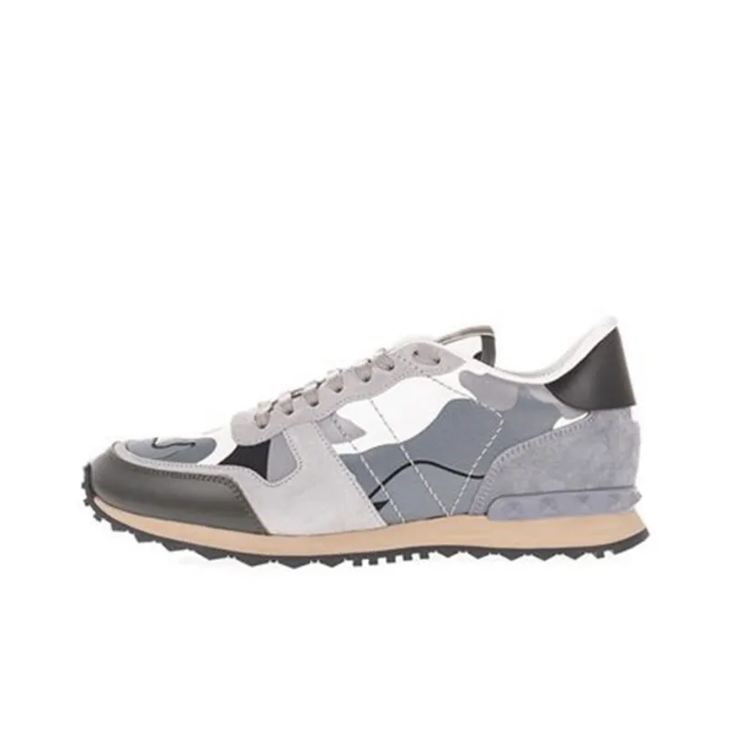 Valentino Rockrunner Low Top Athletic Shoes Men's Blue Camouflage-0