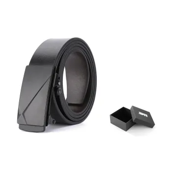 XXOFF Dark Style Black Metal No Tooth Business Automatic Buckle PU Leather Belts Men's
