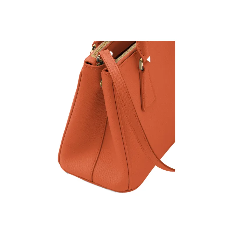 PRADA Galleria Killer Bag Leather Shoulder Bag Crossbody Bag Handbag Small Size Women's Orange-4