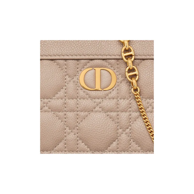 DIOR Wicker Pattern Quilting Calfskin One Shoulder Crossbody Chain Bag Clutch Women's Hazelnut Berry-5