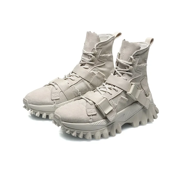 LiNing CF Cushioned Slip Resistant Abrasion Resistant High Top Sports Casual Shoes Men's Antarctic Gray-2