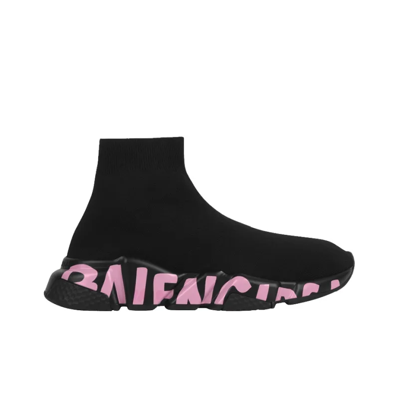 Balenciaga Speed Graffiti Black Black Pink Women's-1