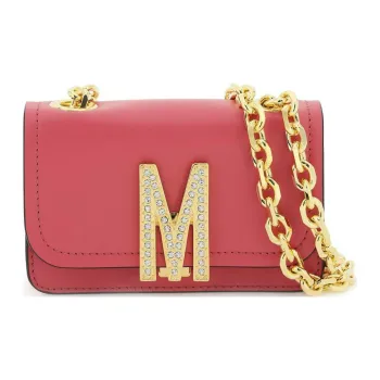 MOSCHINO Leather Shoulder Bag, Crossbody Bag Mini Women's Fuchsia