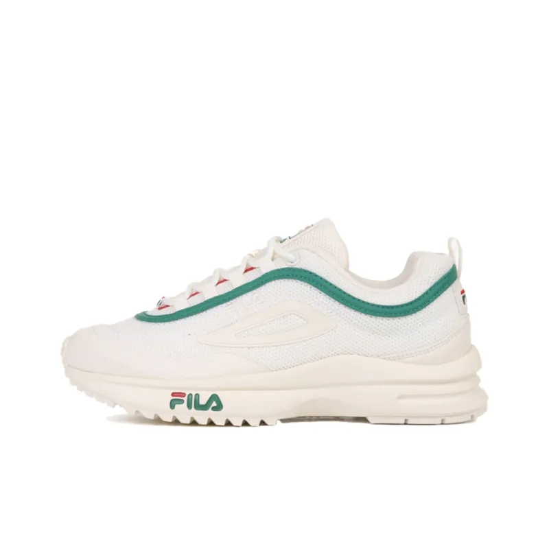 FILA Disruptor Trainer Cushioning Abrasion Resistant Breathable Low Top Casual Shoes Unisex White Green-0