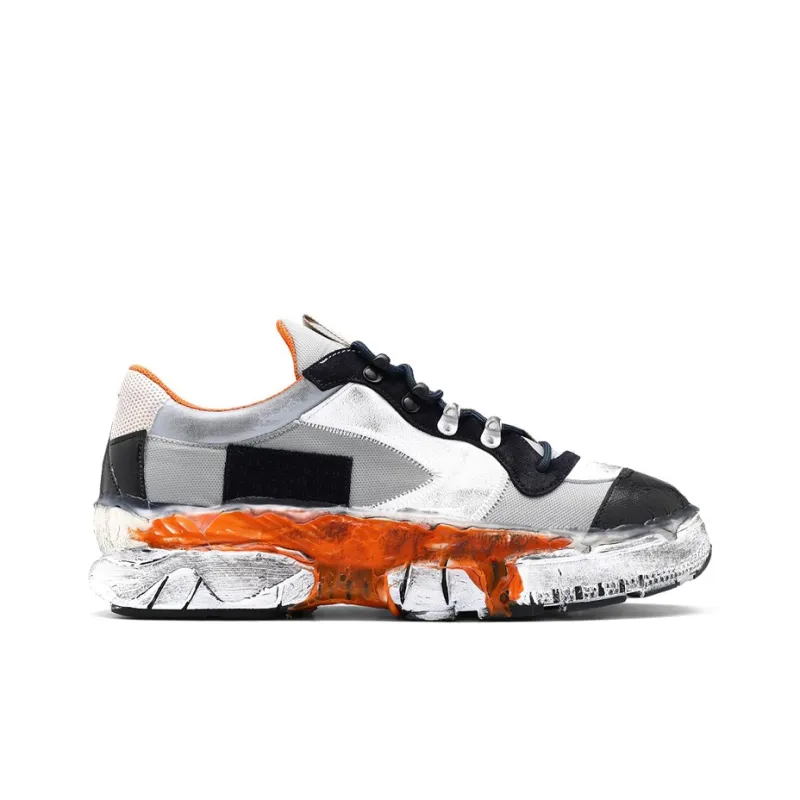 Maison Margiela Low Top Casual Shoes Men's Gray Black Orange-1