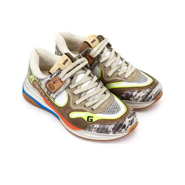 GUCCI Ultrapace Low Top Casual Shoes Women's Brown Yellow-2