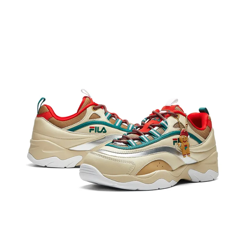 FILA FUSION Cushioning Anti Slip Wear Resistant Breathability Low Top Casual Shoes Women's White Red Green-3