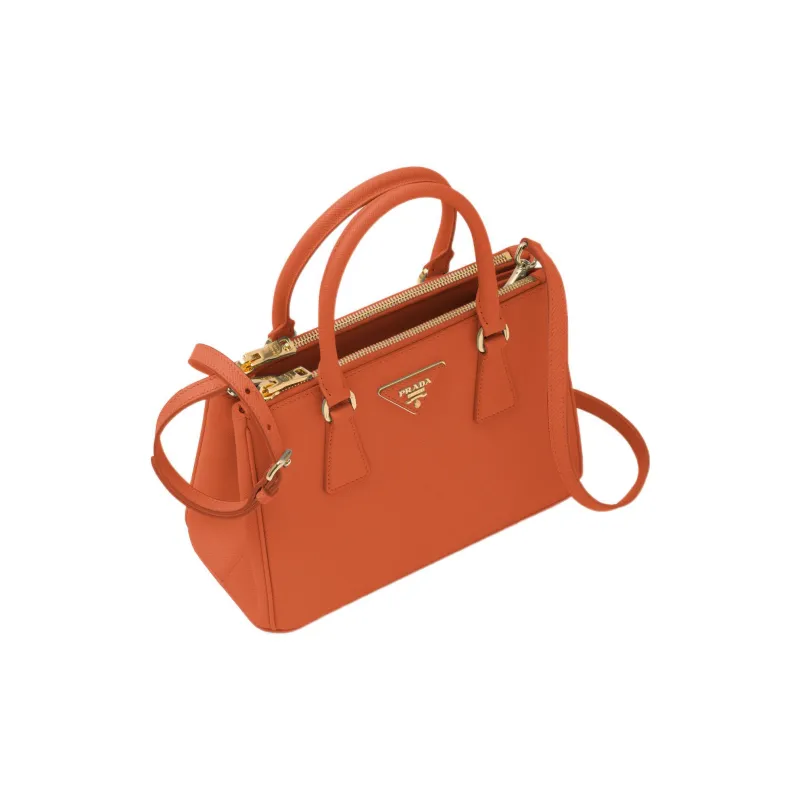 PRADA Galleria Killer Bag Leather Shoulder Bag Crossbody Bag Handbag Small Size Women's Orange-1