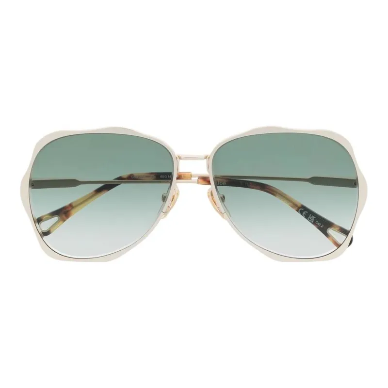 Chloé Eyewear Logo engraved Pilot frame Sunglasses-1