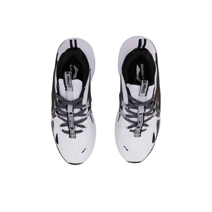 LiNing Spark Slip Resistant Cushioning Wear Resistant Low Top Sports Casual Shoes Women's Black White-3