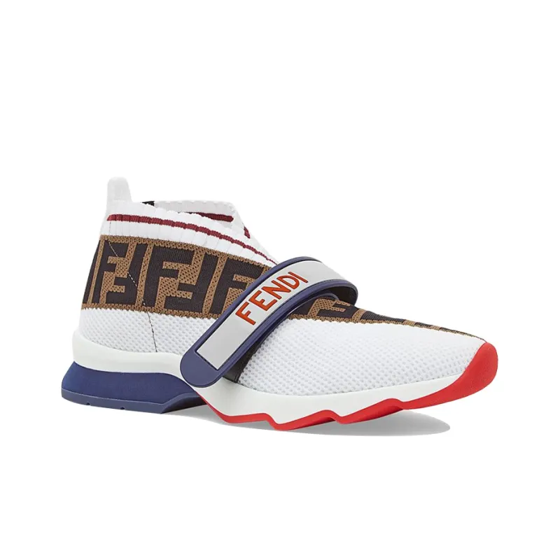 FENDI Rockoko Casual Shoes Women's Mid-Top White/Blue/Red-2