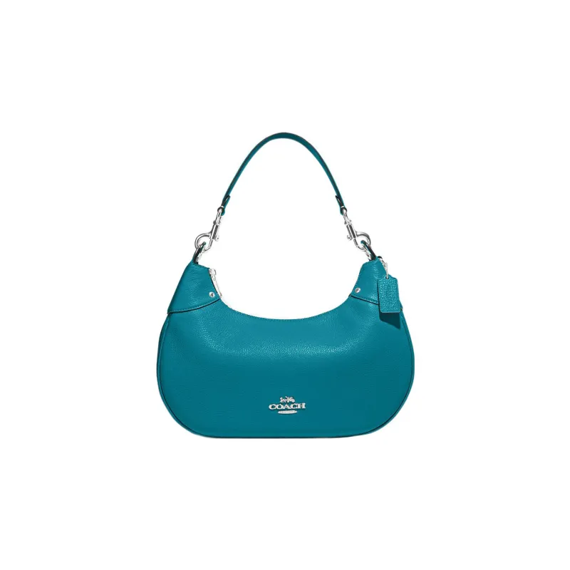 COACH Hobo Pebbled Leather Crescent Bag Shoulder Bag Handbag Shoulder Bag Women's Azure Blue-0