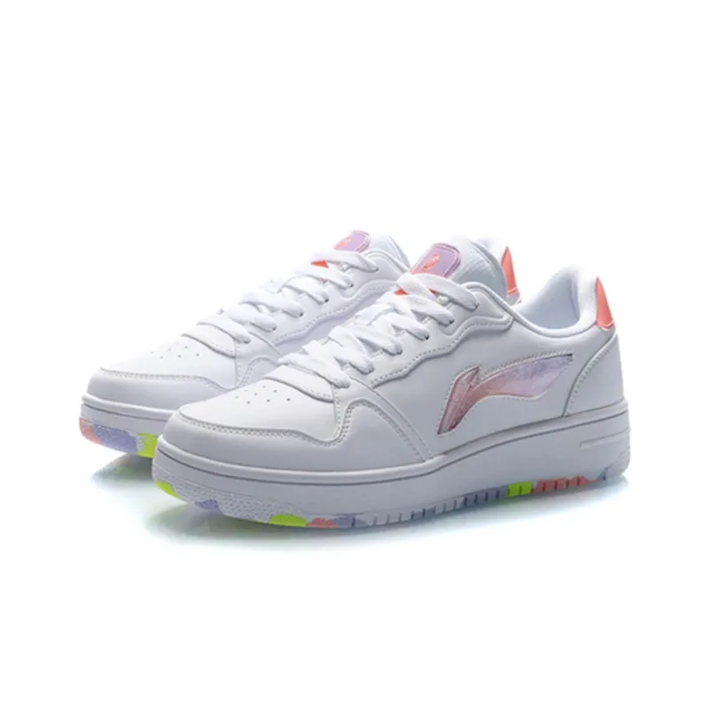 LiNing Shock Absorbers With Slip Resistant And Abrasion Resistant Properties Low Top Casual Shoes Women's White Purple-2