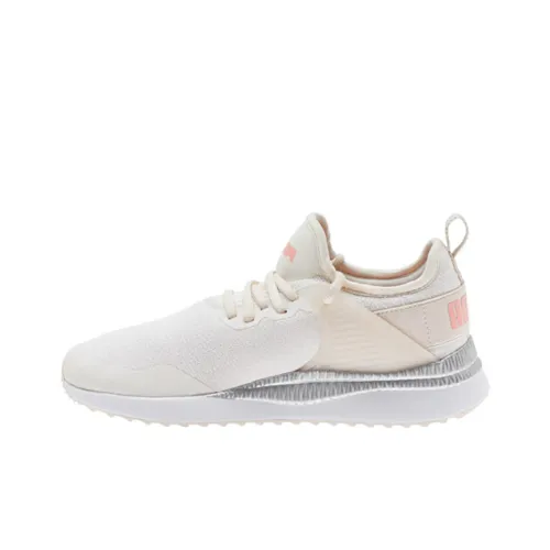 PUMA Pacer Next Cage Glitter Cushioned Slip-Resistant Breathable Low-Top Casual Shoes Women's Ecru