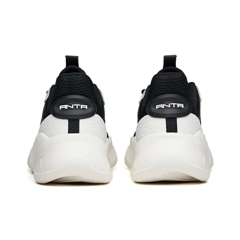Anta Life Collection Chao Bai Non slip Wear resistant Shock Absorption Low Top Casual Shoes Women's Black White-3
