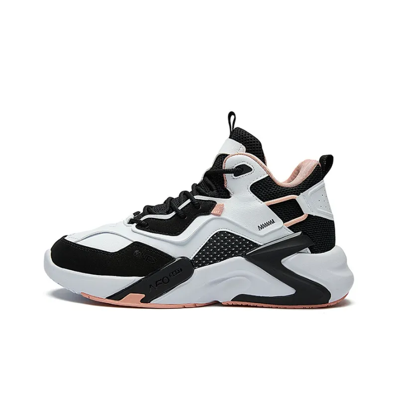 361° Cushioning Anti Slip And Wear Resistant High Top Sports Casual Shoes Women's Black White-0